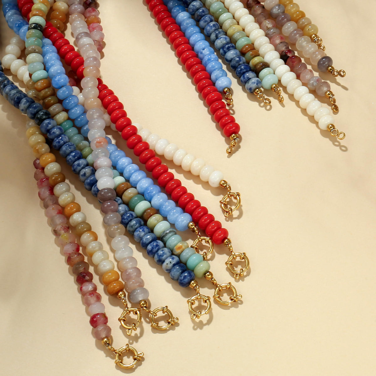 Azure Natural Stone Beaded Choker Necklace for Women (Azure)