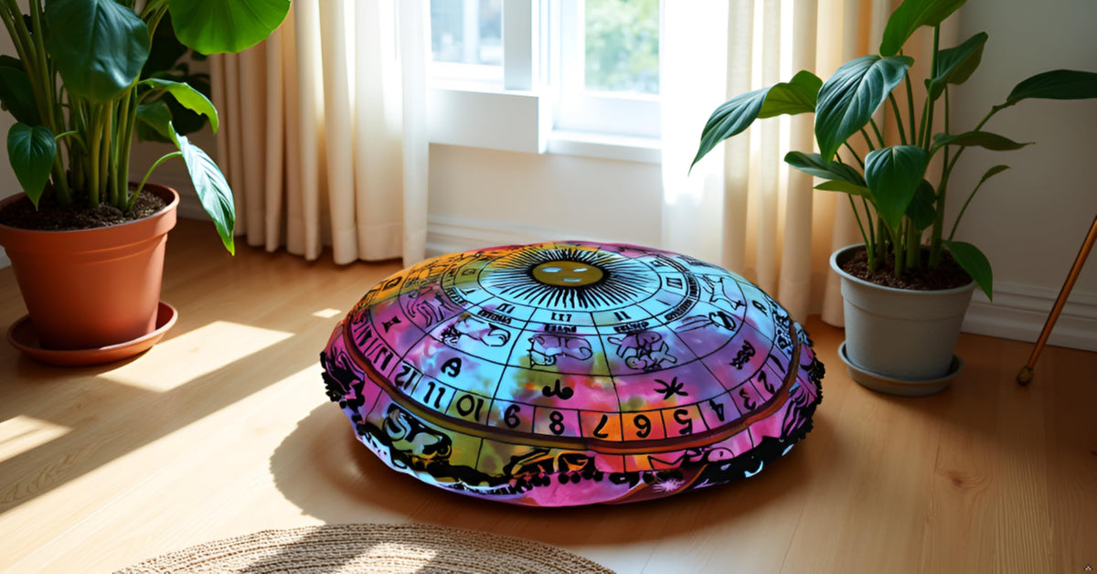 ICC 32 Inch Large Hippie Mandala Floor Pillow Ottoman Pouf Cover (Multi Color)