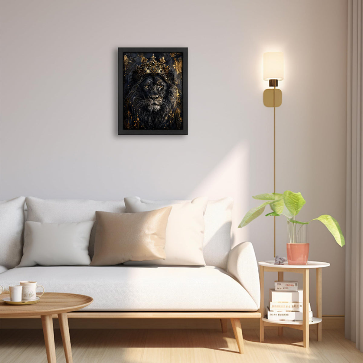 Crowned Lion Decor Wall Art (Wall Art Framed 27 / 16"L x 12"W)