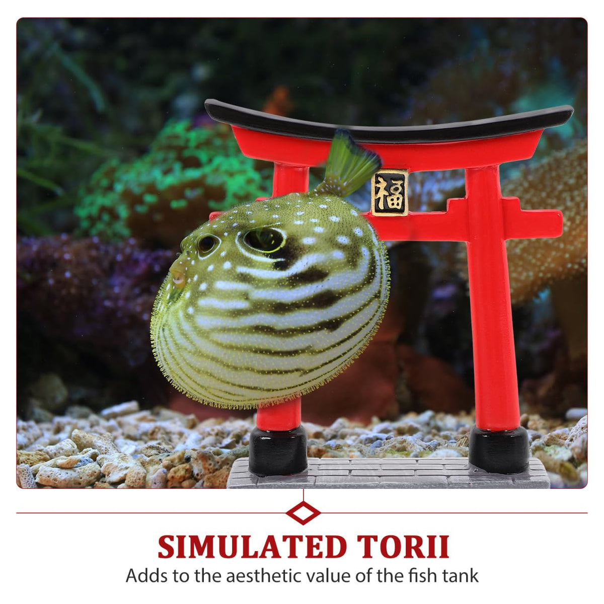 Japanese Torii Gate Aquarium Decor Statue Chinese Miniature Zen Garden Accessories Bonsai Mini Shinto Shrine Sculpture Micor Landscape Decorations Fish Tank Ornaments (7X7X1.5cm)