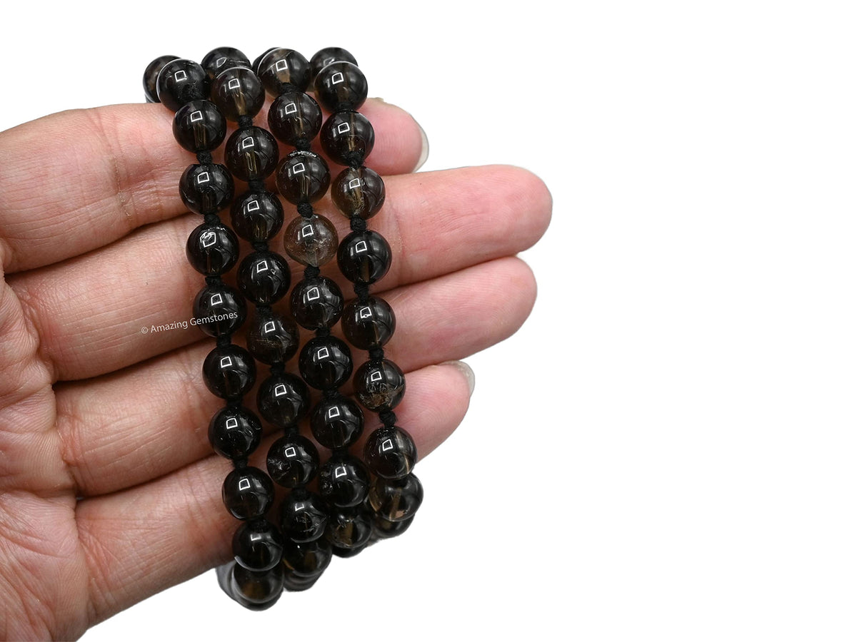 Smoky Quartz Mala Beads (Smoky Quartz / Knotted)