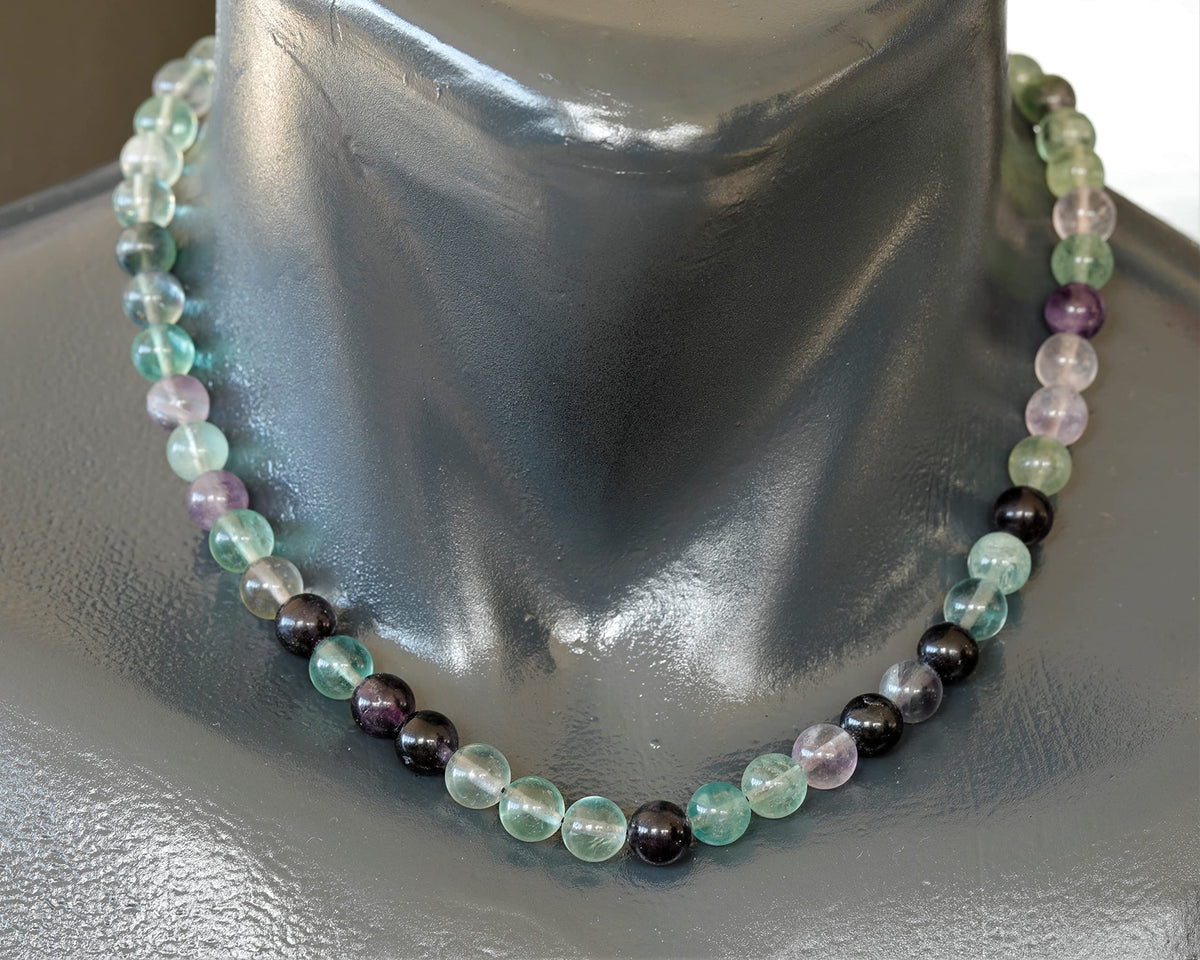 Natural Fluorite Beaded Choker Necklace (Fluorite / 38 Inches)