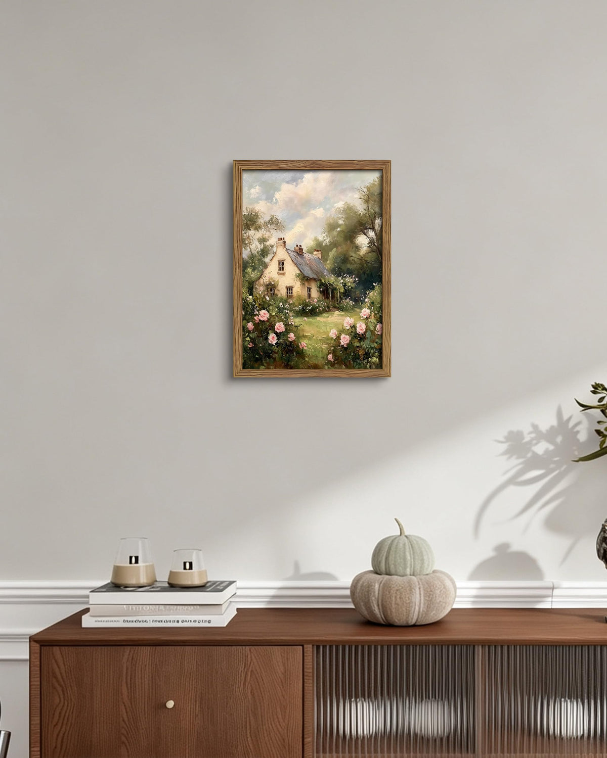 English Cottage Framed Canvas Wall Art (A-Garden / 16"L x 12"W)
