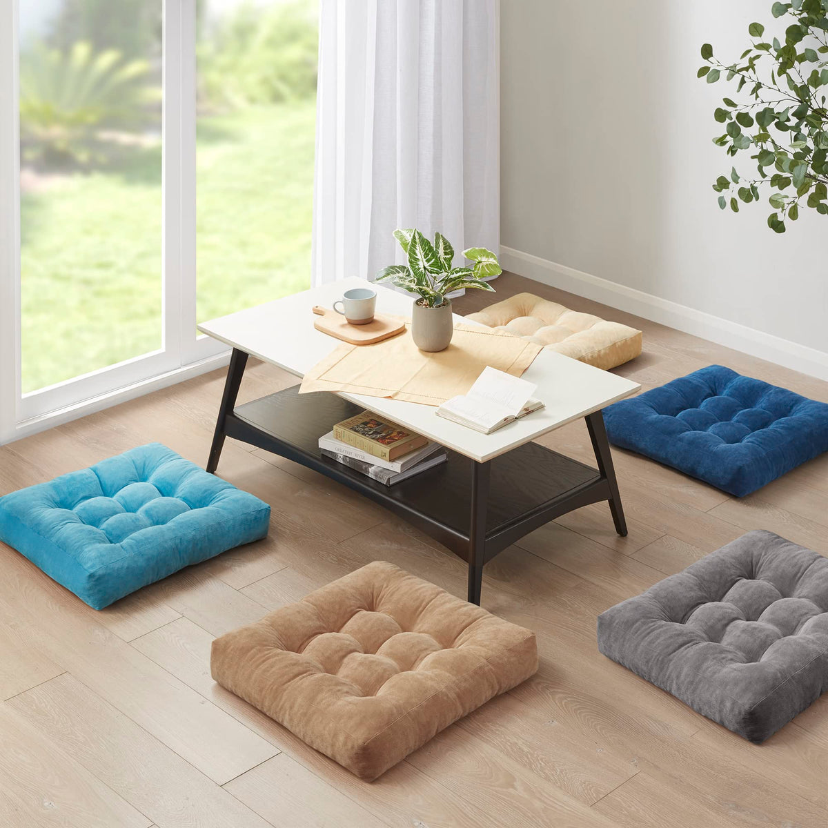 Floor Pillows Set of 2 (2 Pack / Square | Coffe | 2 Pack)