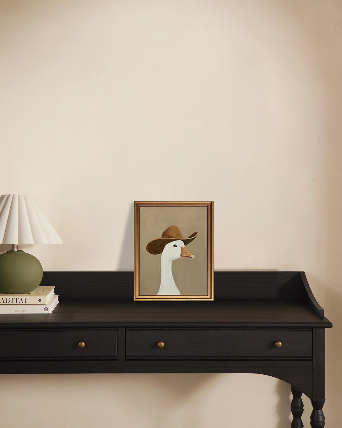 Gold Framed Wall Art (Cowboy Goose / 10"L x 8"W)