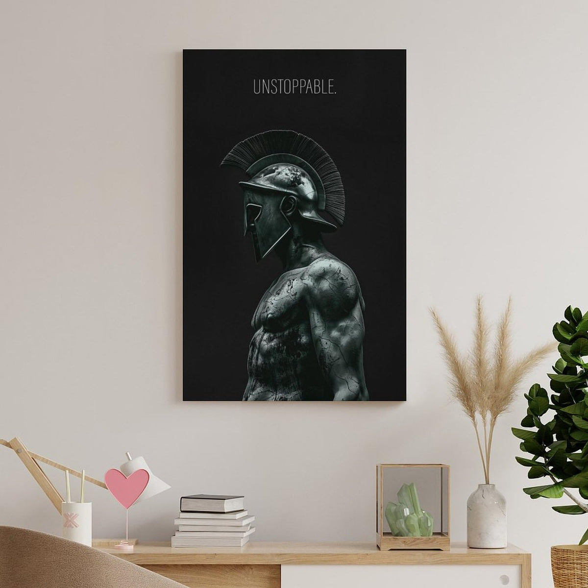 Spartan Warrior Motivational Text Poster Canvas Printing Wall Art Prints Wall Decor Posters Dark Stoic Helmet Minimalist Nordic Living Room Bedroom Office Gym Decor 24x36inch (style-13 / 24x36inch(60x90cm) Unframe)