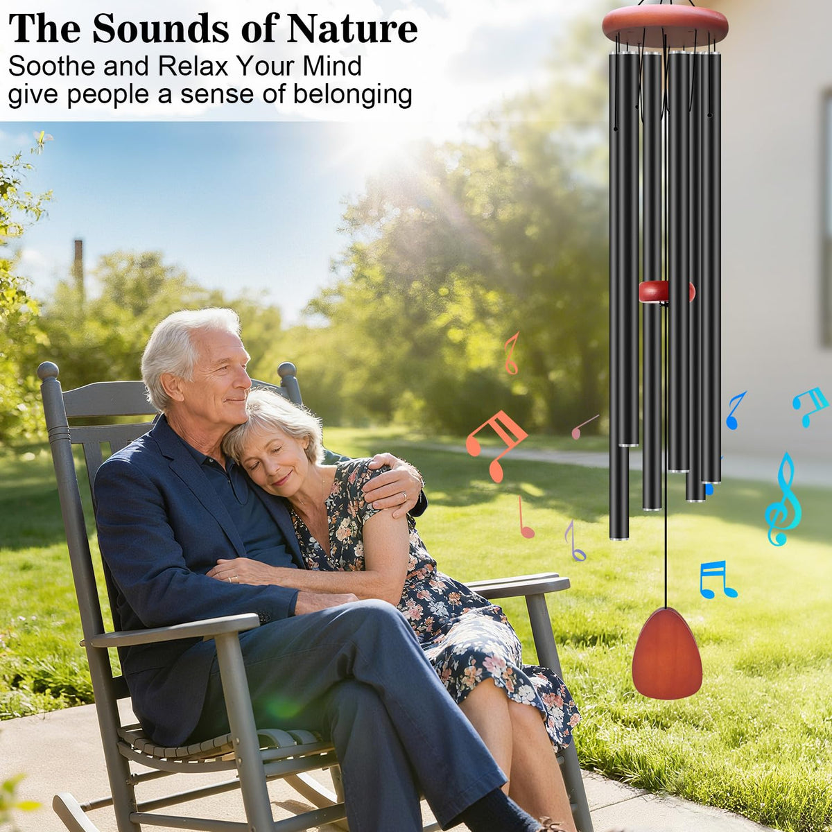 Aluminium Wind Chimes Outside (Black wind chime -46“)
