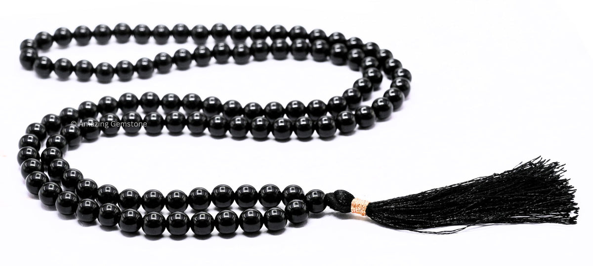 Black Obsidian Mala Beads (Black Obsidian / Plain)