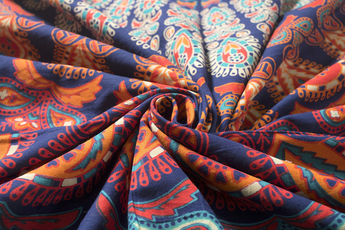 Blue Hippie Mandala Curtains 100 Inch Length for Living Room Bedroom 2 Panels Set Light Filtering Semi Sheer Window Curtains 84 Inch Width Boho Farmhouse Drapes W84xL100 Multicolor (Blue Multicolor / 84"W x 100"L (Pack of 2))