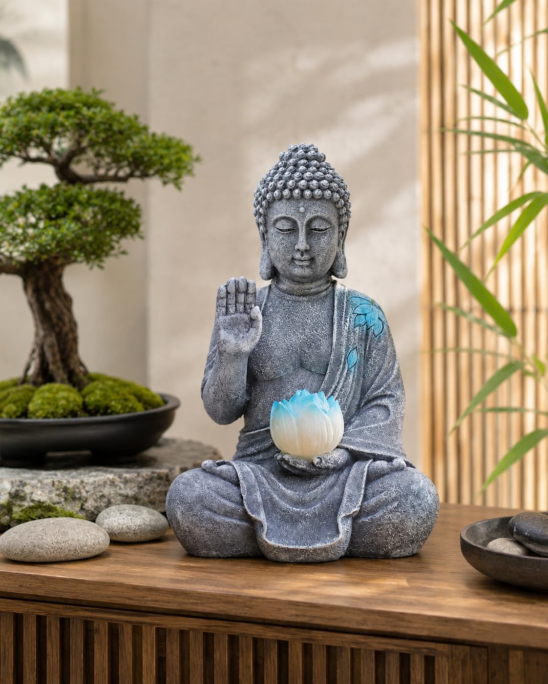 Solar Buddha Garden Decor (27CM Grey)