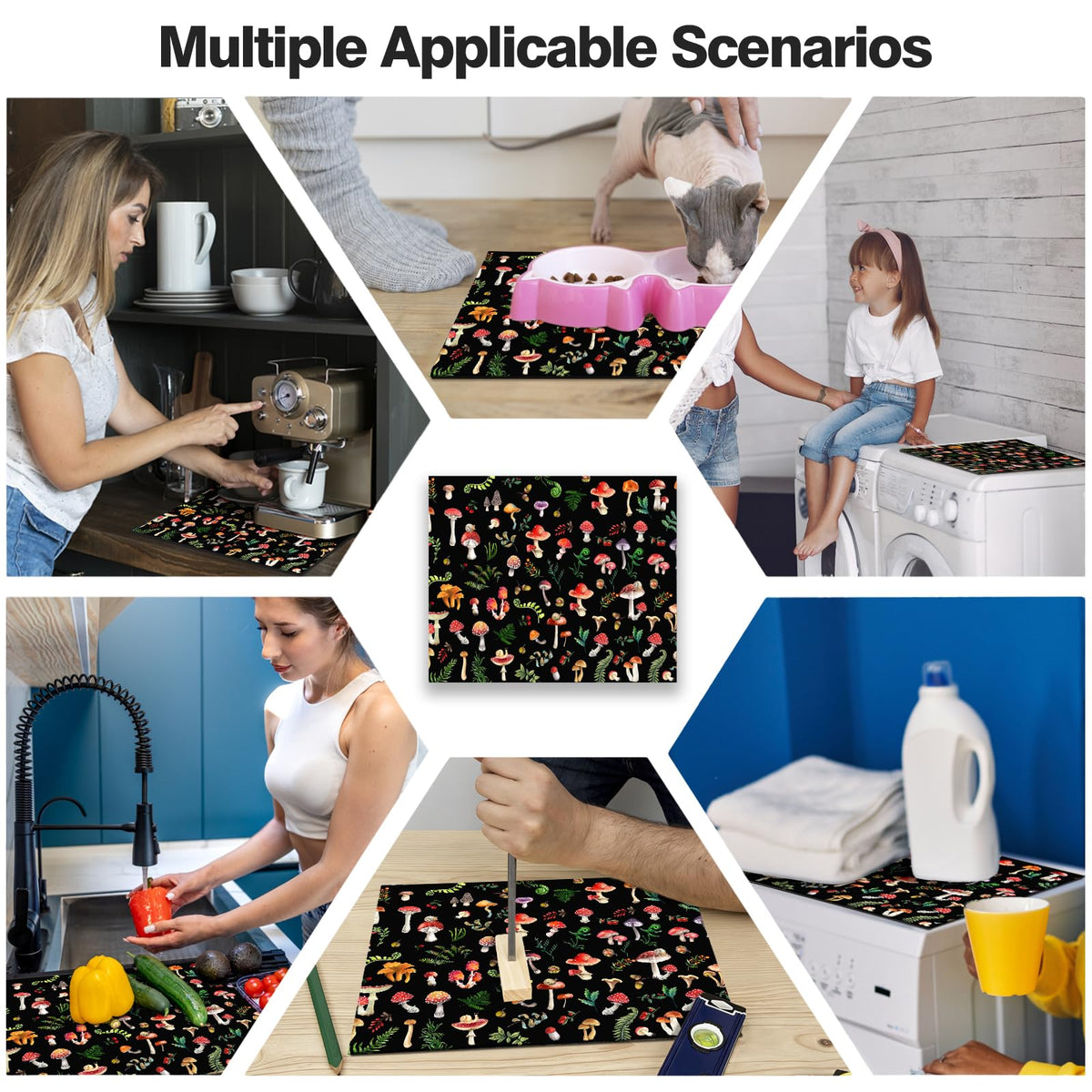 Dryer Top Protector Mat (black mushroom)