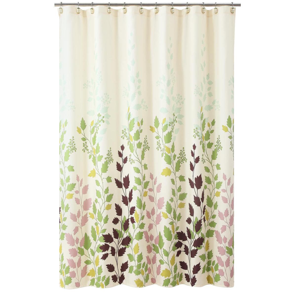 Earthy Beige Botanical Floral Leaf Fabric Shower Curtain (Tulip Tree / 72"W x 90"L (Pack of 1))