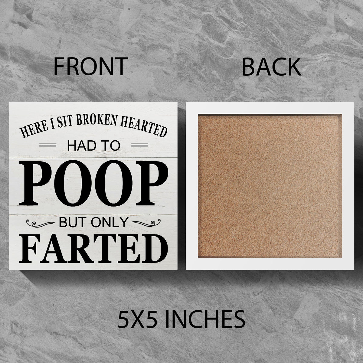 Funny Bathroom Decor Box Sign for Washroom Farmhouse Toilet (Gold)