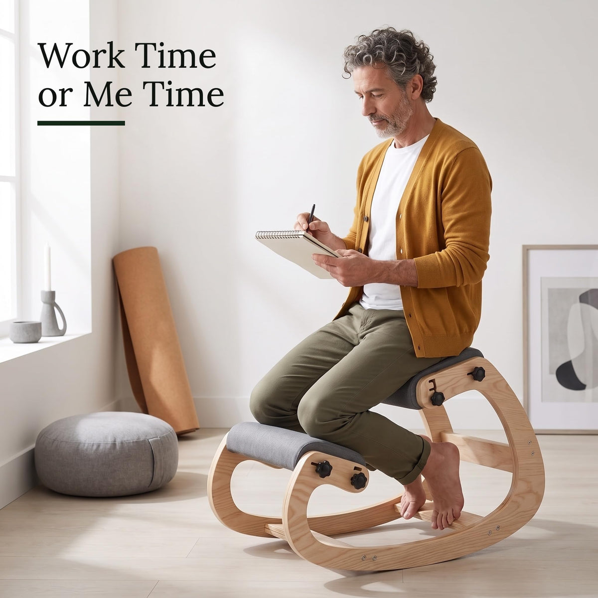 Ergonomic Kneeling Chair with Adjustable Seats (Ash Grey / Classic)