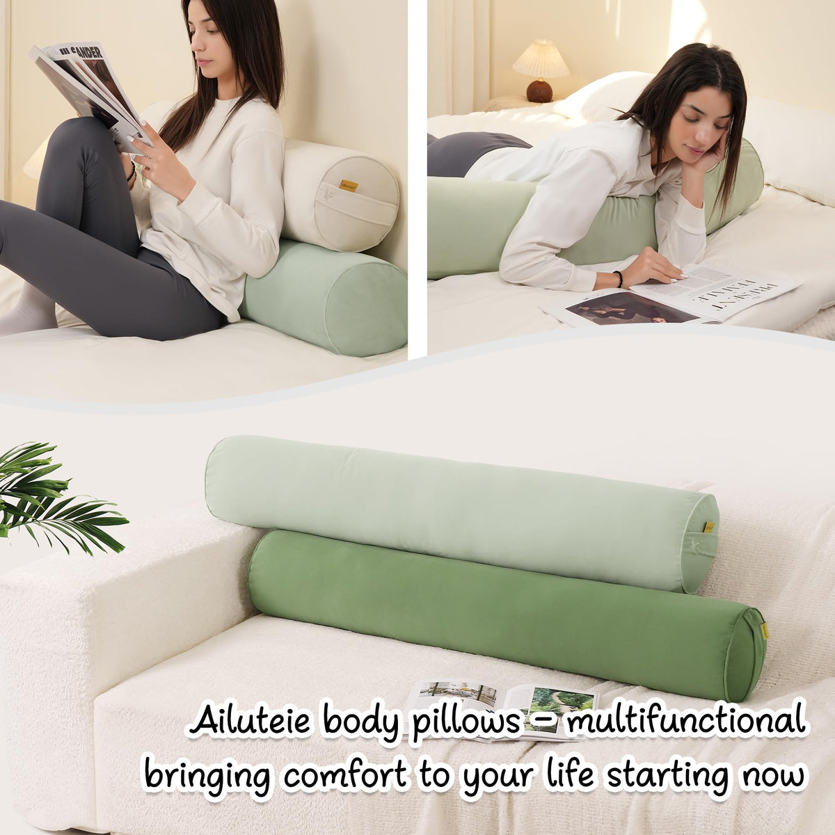 Body Pillow for Adults (Celadon Green / 59"*7.87")