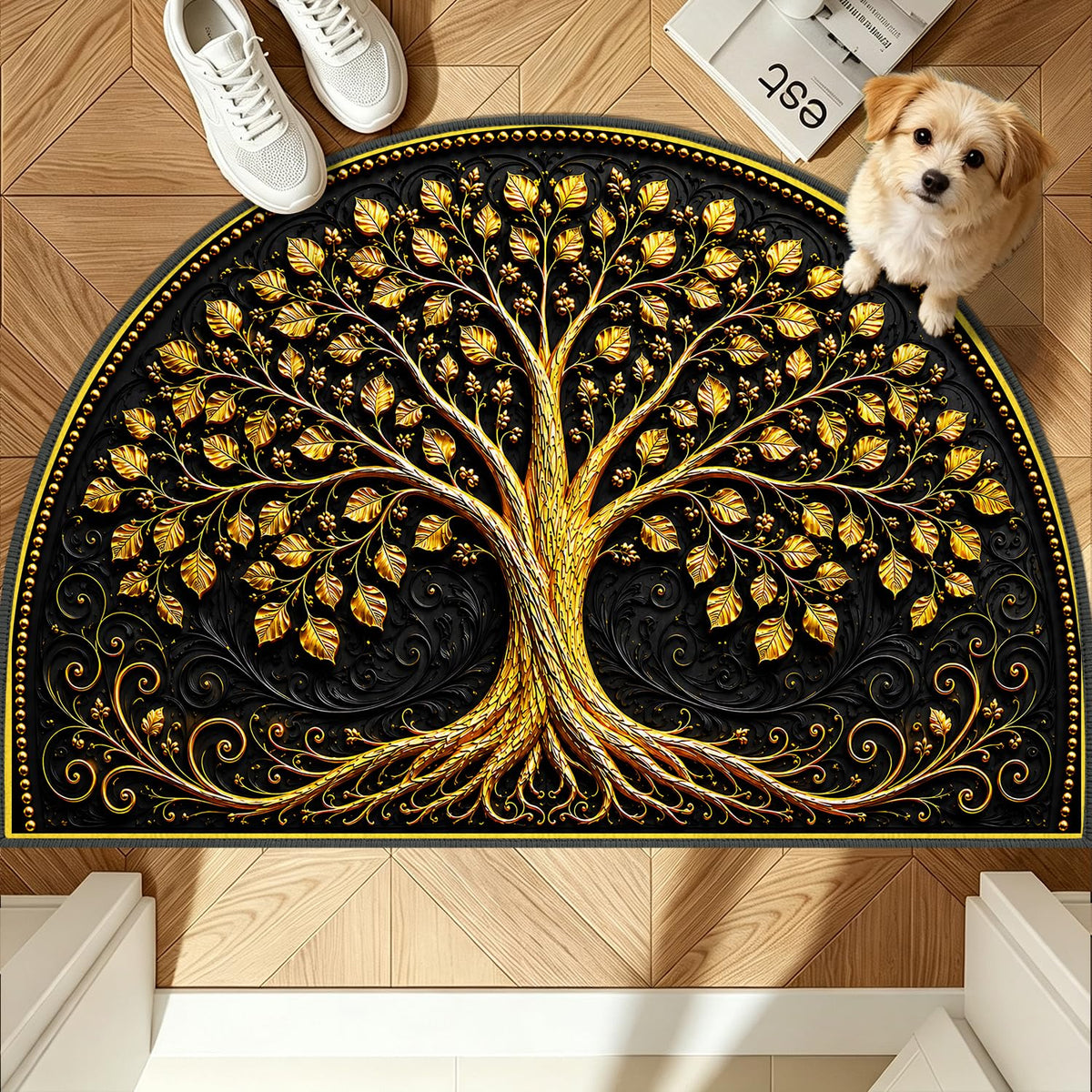 Luxury Tree of Life Semicircle Rug 24"x36" (71 / 2' x 3' (Semicircular))