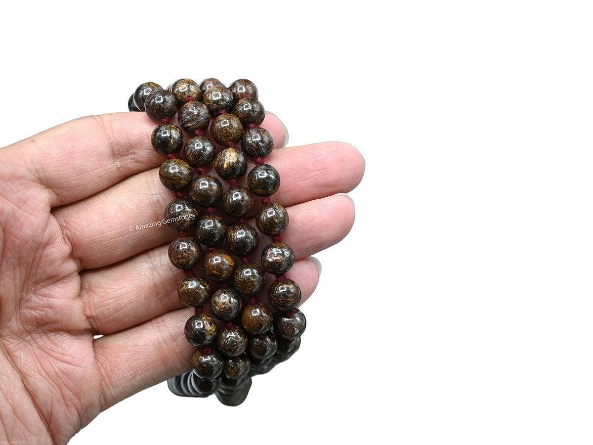 Bronzite Mala Beads (Bronzite / Knotted)