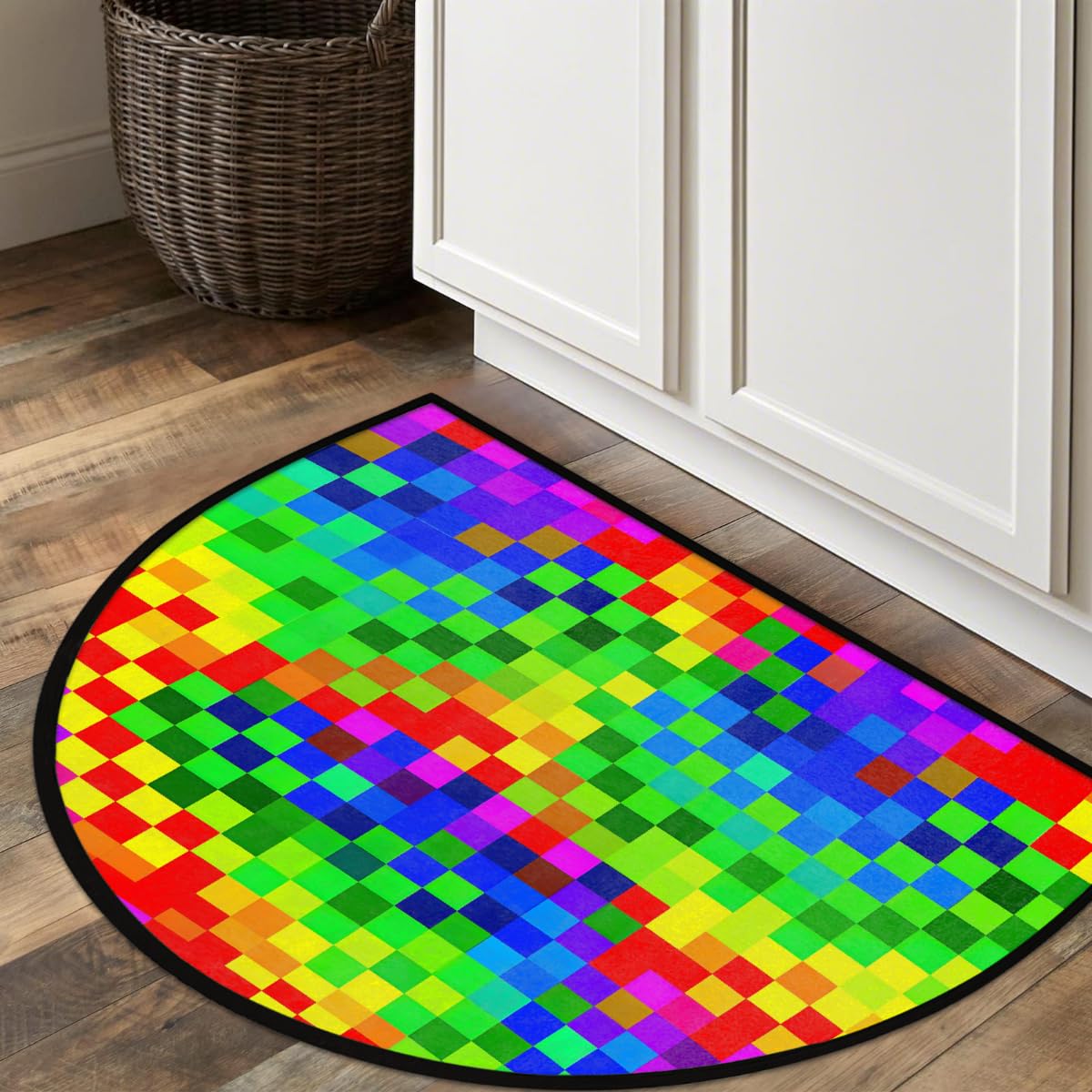 Rainbow Half Round Door Mat Semi Moon Rug Fireplace Carpet Area Rugs (Color11)