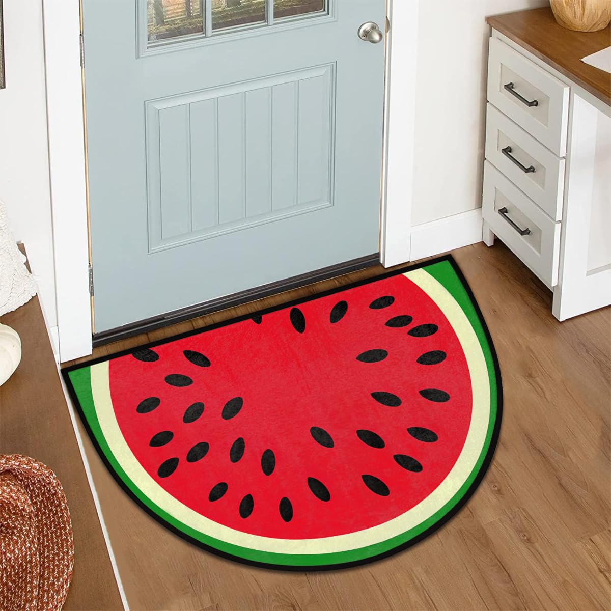 Half Round Door Mat Red Watermelon Summer Welcome Mats Non (36 inch x 24 inch (Semicircular) / Red Watermelon Summer)