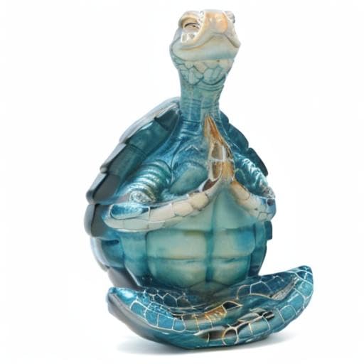 Sea Turtle Meditation Zen Yoga Coastal Beach Resin Statue for Decor (Put the Palm Together)