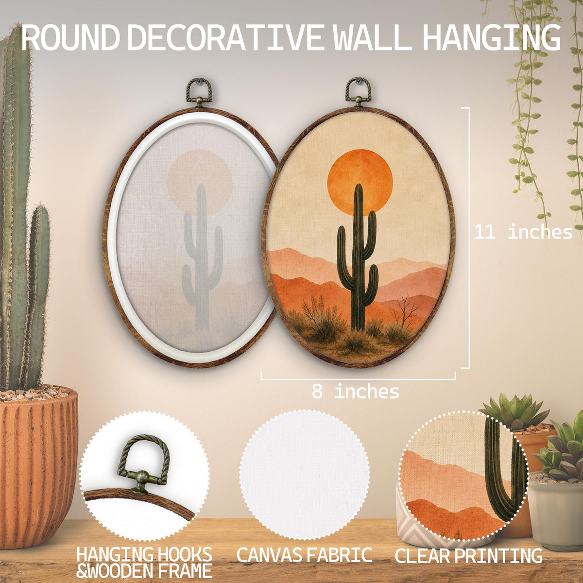 Western Desert Cactus Oval Wall Art (cactus)