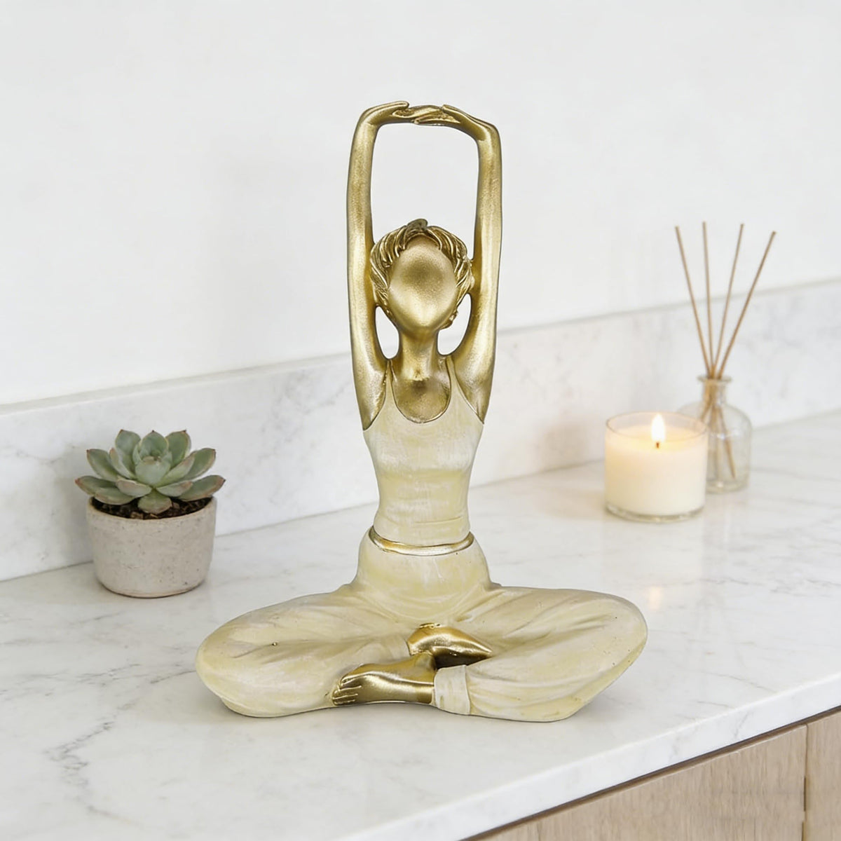 Decorative Yoga Girl Statue Figure Ornament Decorative Yoga Pose Figurine (Style2)