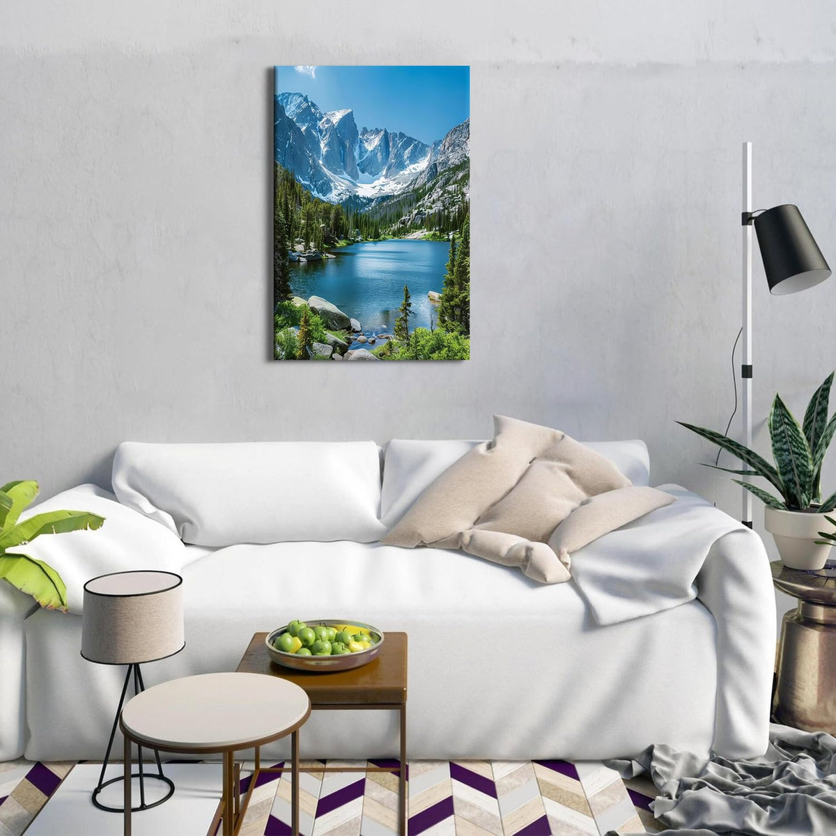 Colorado Mountain Canvas Wall Art National Parks Poster Prints Photo for Living Room Office Rocky Mountains Landscape Painting Blue Lake Forest Scenery Artwork Modern Artwork Home Decorations 16x24” (16"L x 24"W / RMNP08)