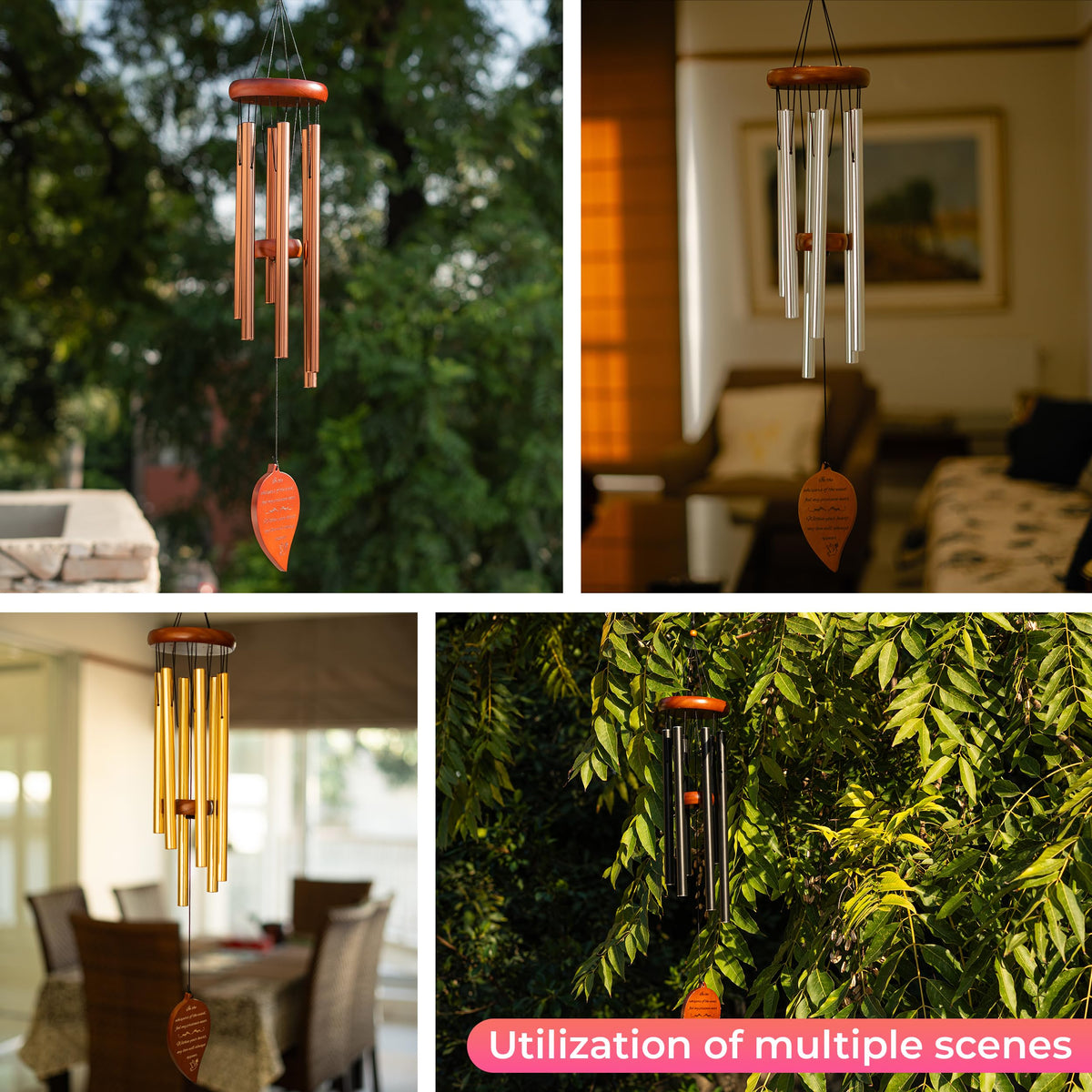 Memorial Wind Chimes for Loss of Mother (Black - Mom)