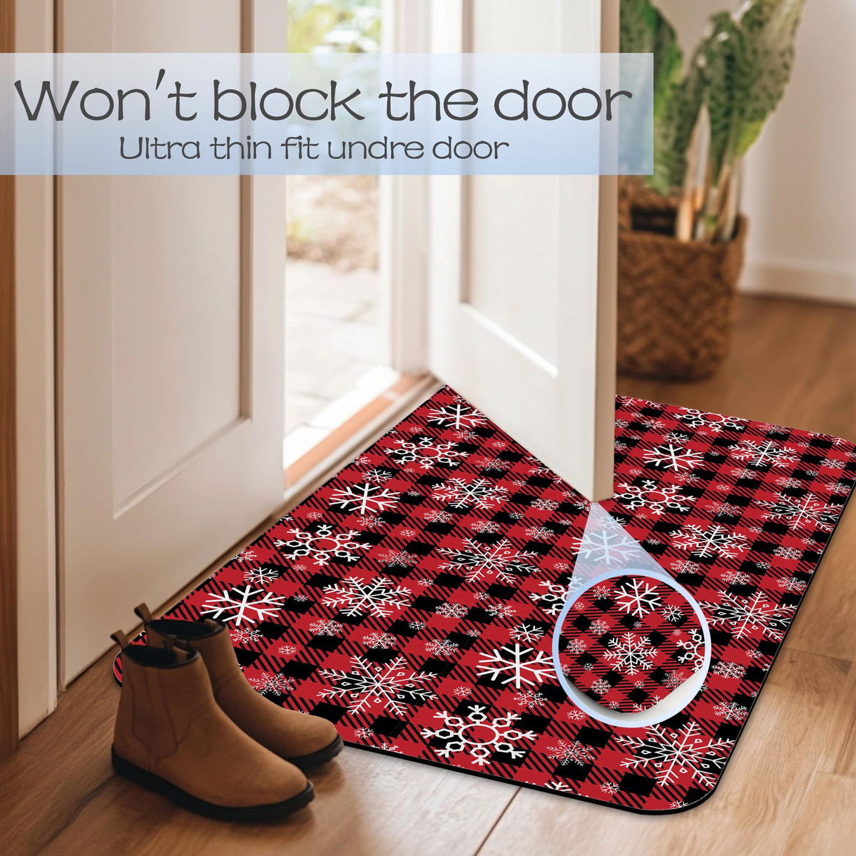 Christmas Plaid Snowflakes Bathroom Mat (Christmas Plaid Snowflakes)