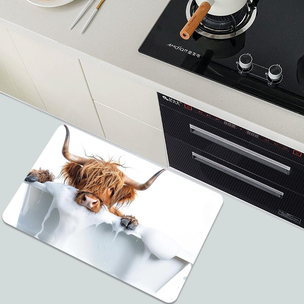 Bath Mat Bathroom Rug (Bath, Highland Cattle- / 17 x 27.5 inches)