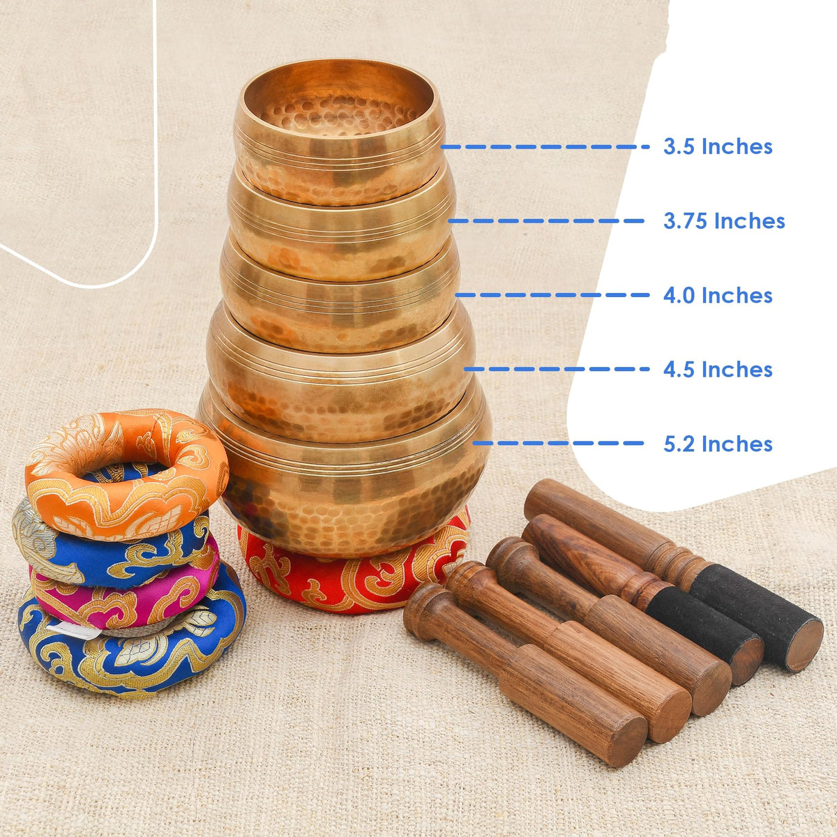 Tibetan Singing Bowl Set (5 Chakra Bowl Set)