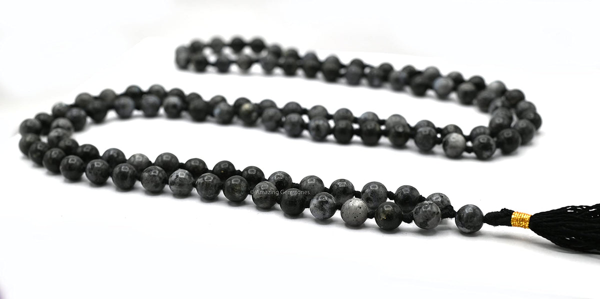 Larvikite Mala Beads (Larvikite / Knotted)