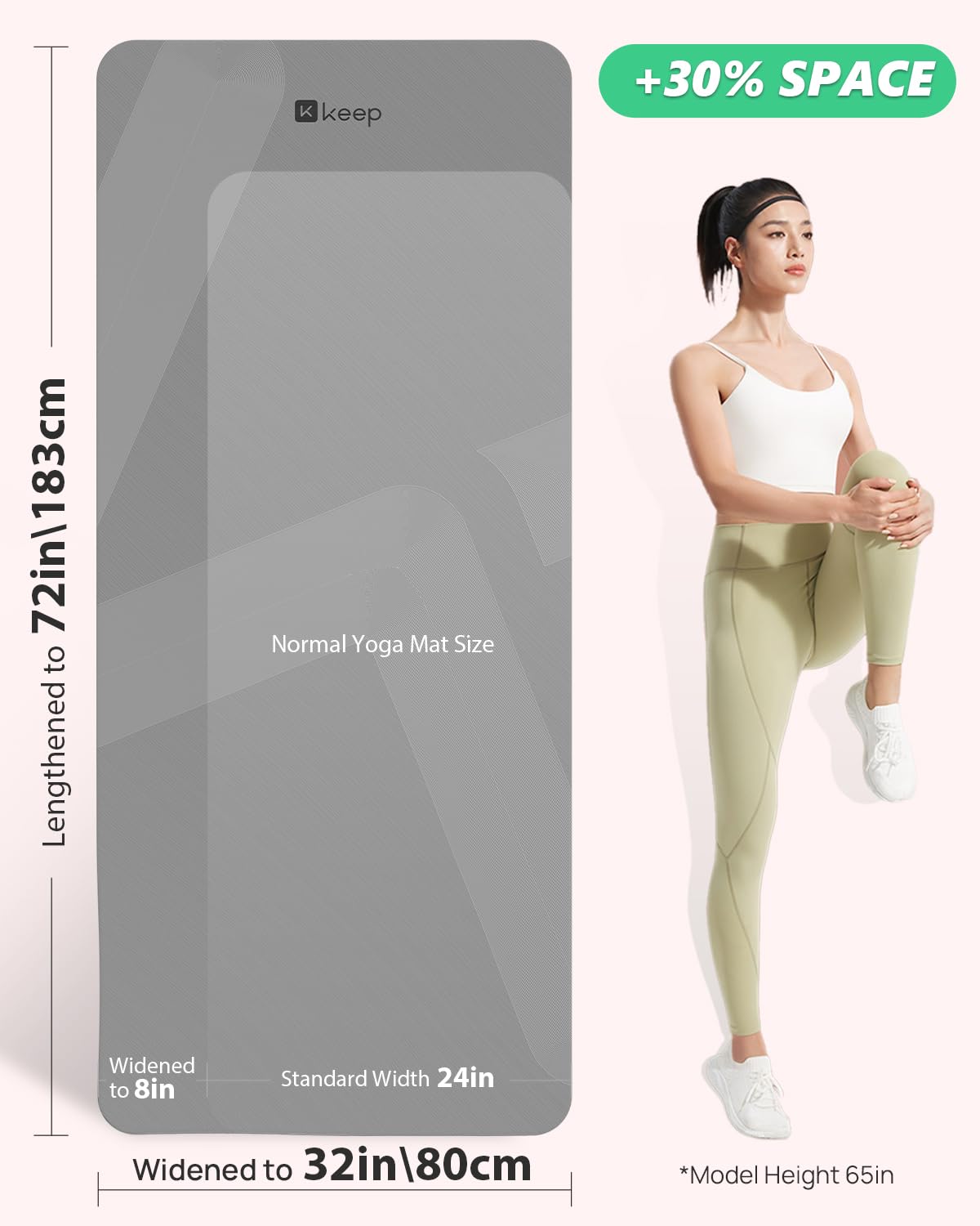 Non Slip Large Yoga Mat (Classic Grey)