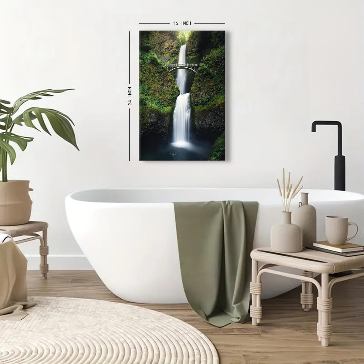 Nature Waterfall Wall Art USA Oregon Mountain Forest Canvas Prints for Living Room Nature Multnomah Falls Landscape Painting Decor Tropical National Park Poster Artwork Home Bathroom Decoration 16x24” (16"L x 24"W / Nature08)
