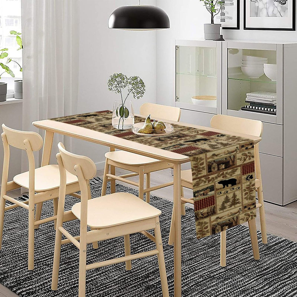Rustic Country Bear Table Runner (13x72inch / Bear-1)