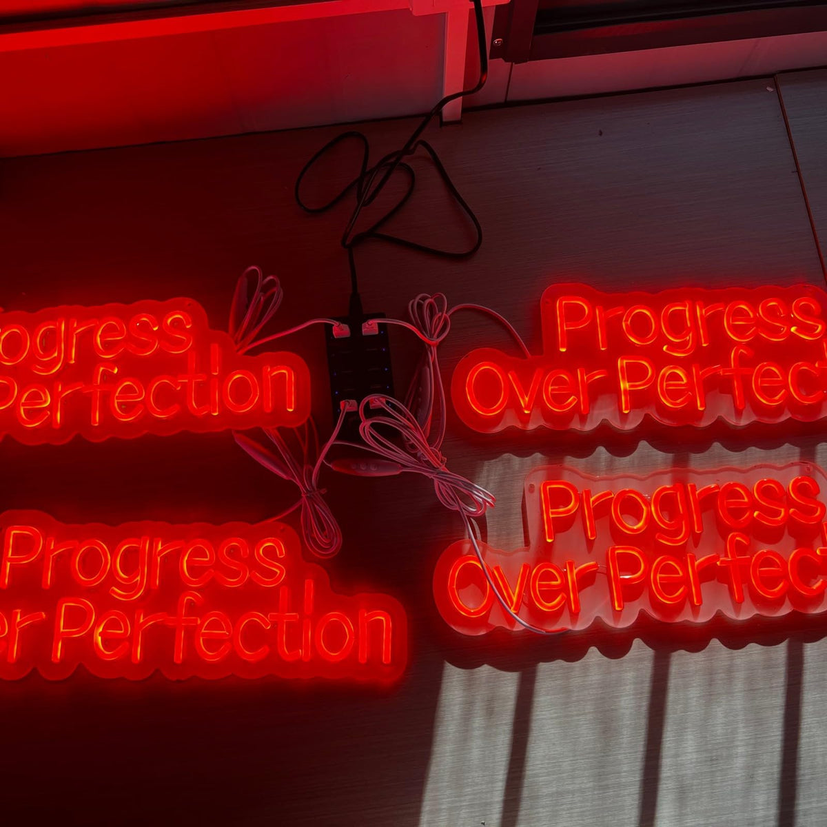 Progress Over Perfection Neon Sign Positive Wall Decor (Progress-Orange)