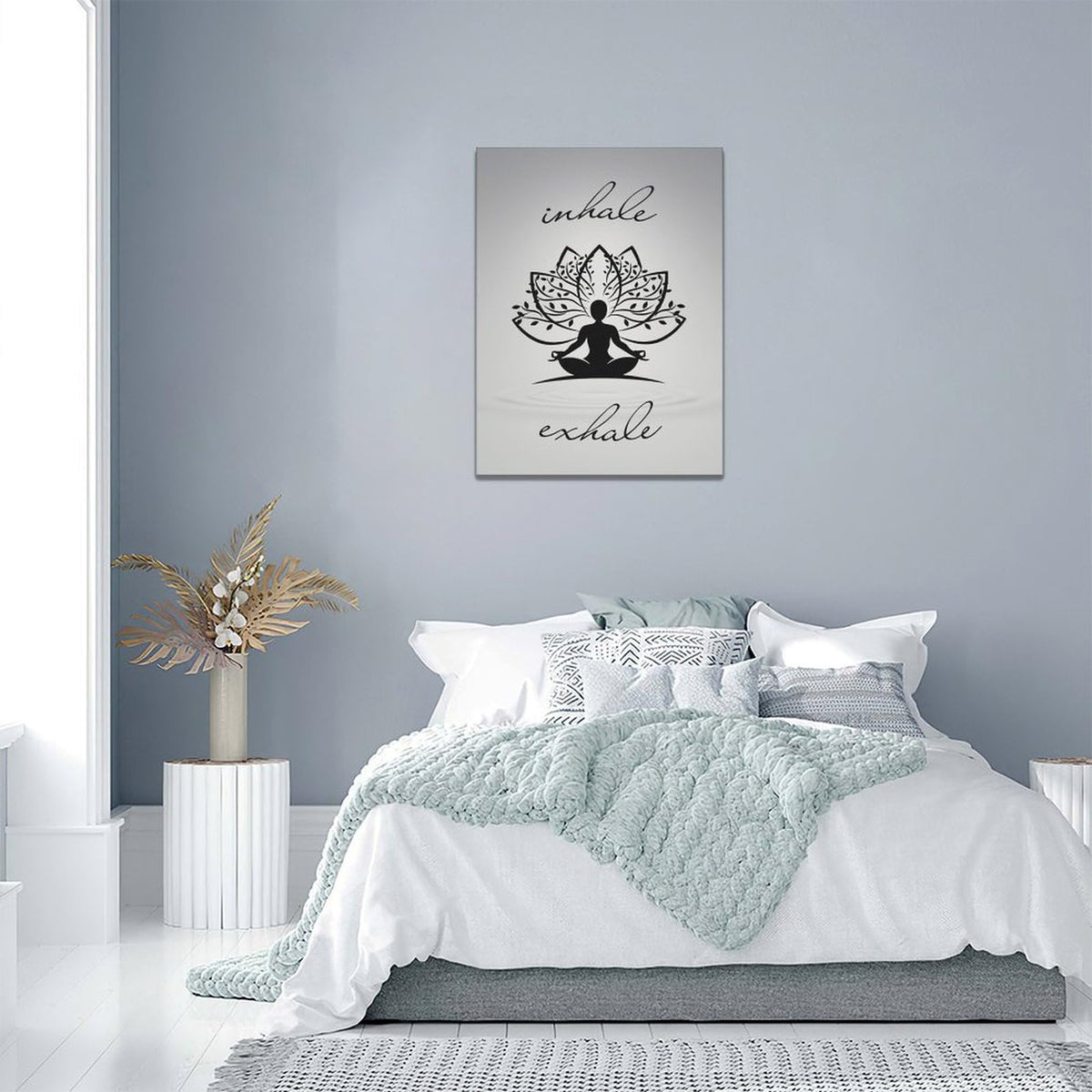 Inhale Exhale Wall Art Yoga Zen Meditation Pictures Decor Canvas Painting Print Modern Artwork Decorations Framed for Bathroom Living Room Bedroom 12 x 16 inch (16"L x 12"W / Inhale)