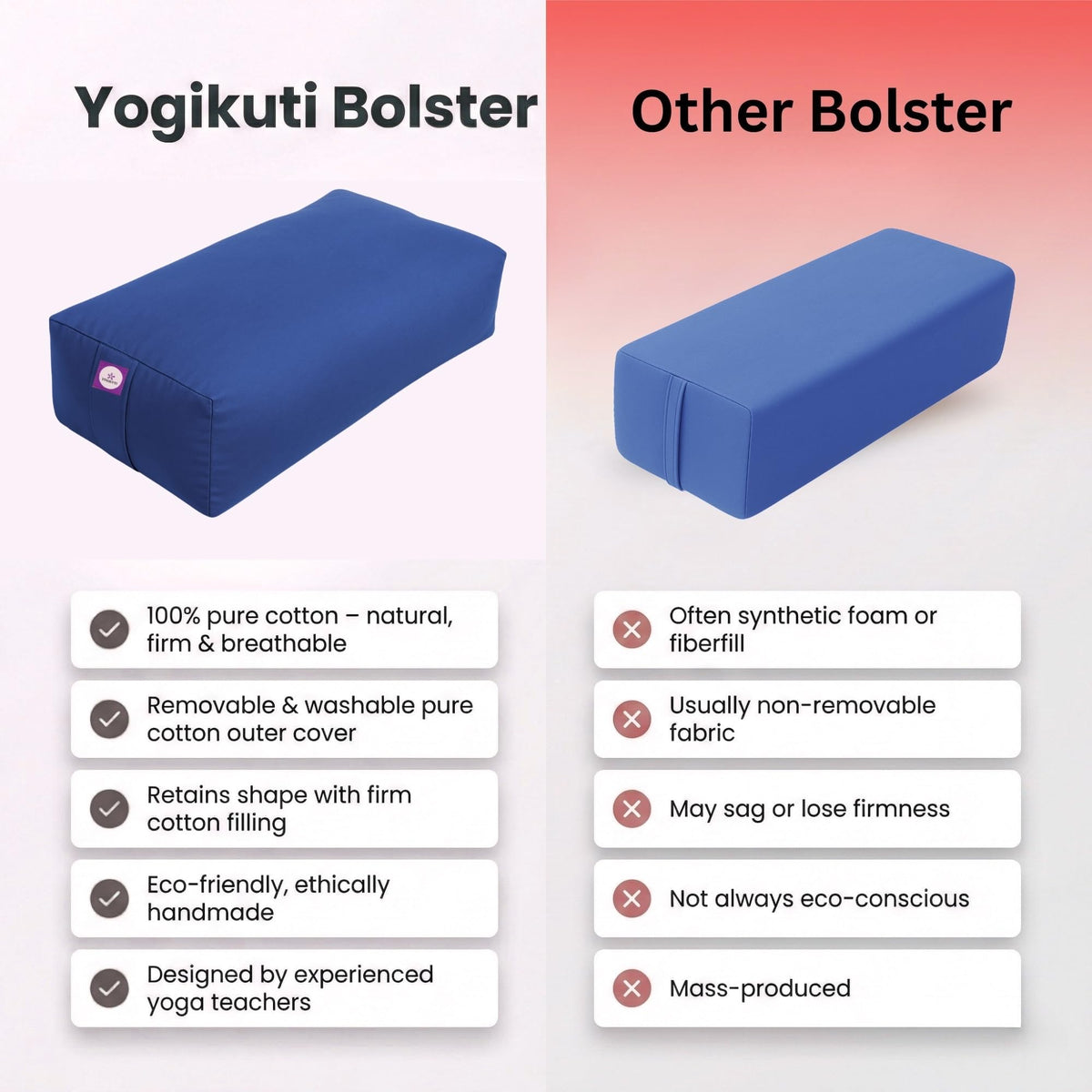 Rectangular Yoga Bolster Cushion for Meditation & Restorative Yoga (Blue)