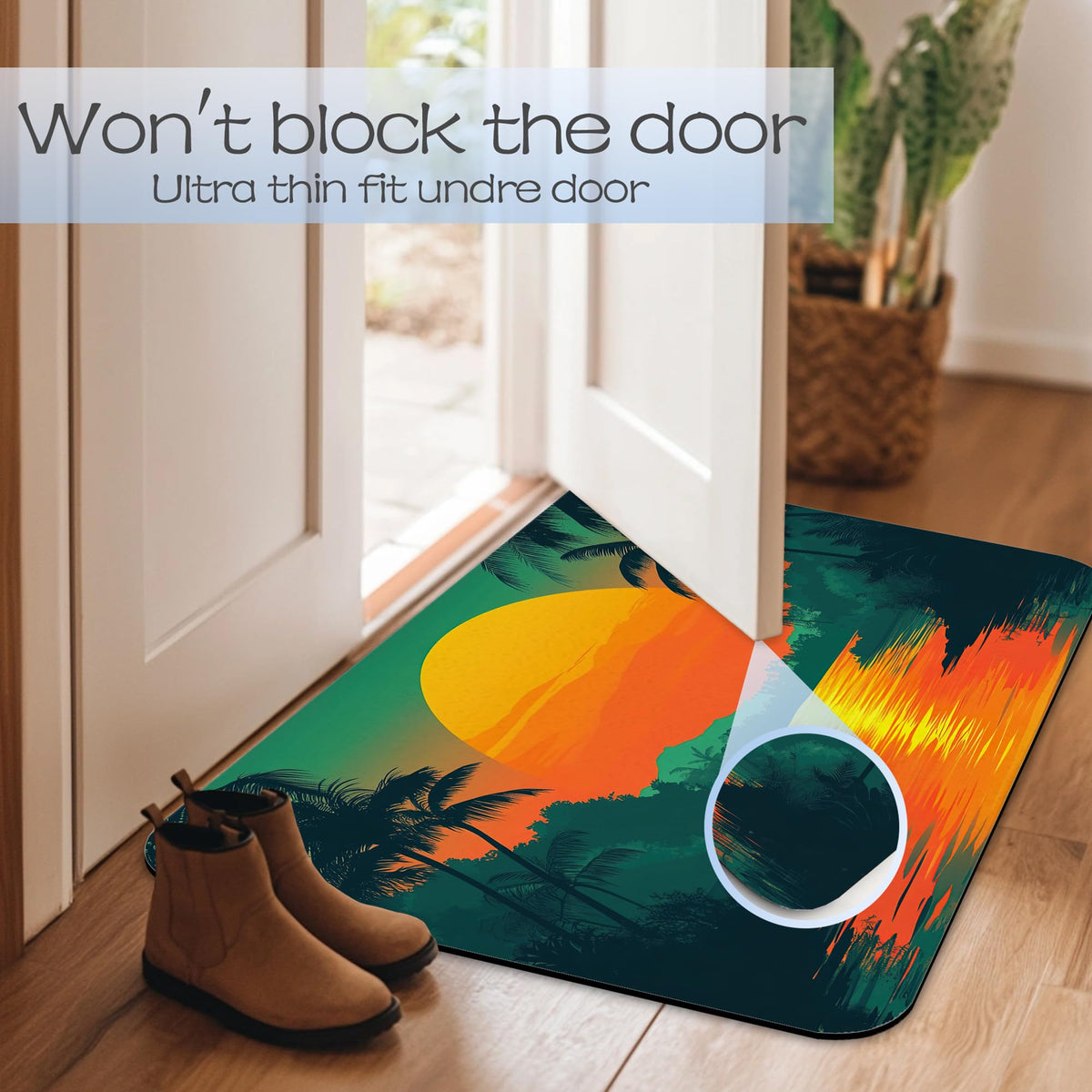 Abstract Nature View Bathroom Rug 29.5"x17" (Tropical Sunset Plam)