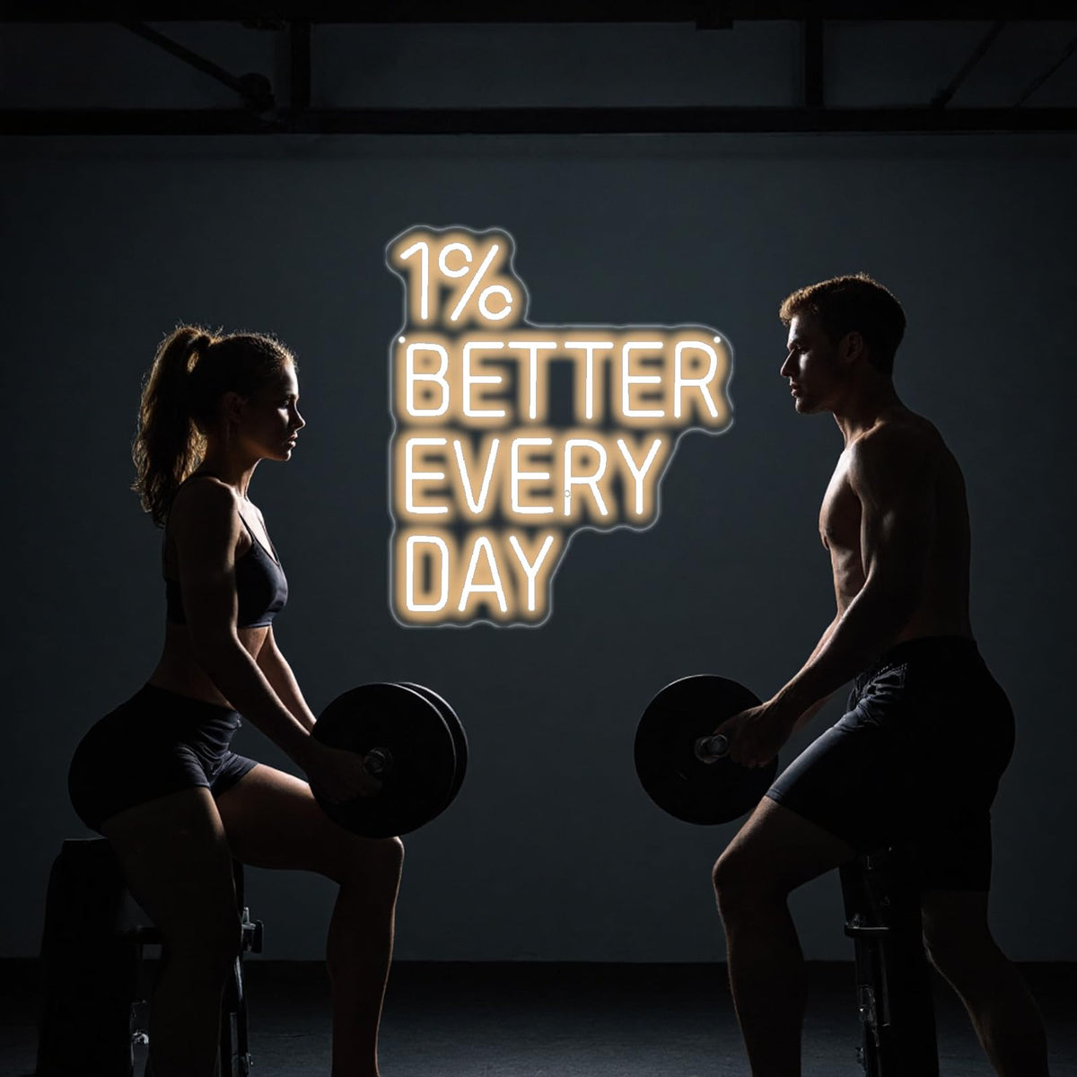 1% Better Every Day Neon Sign Inspirational Cite Gym Wall Decor (1% better every day)