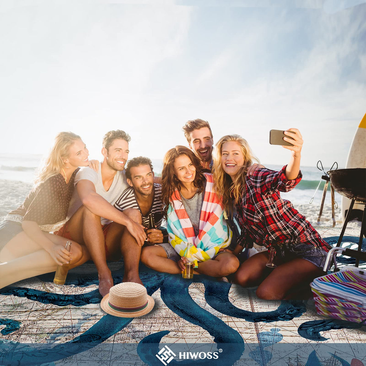 Beach Blanket Waterproof Sandproof Oversized 95”x 80” (Octopus)