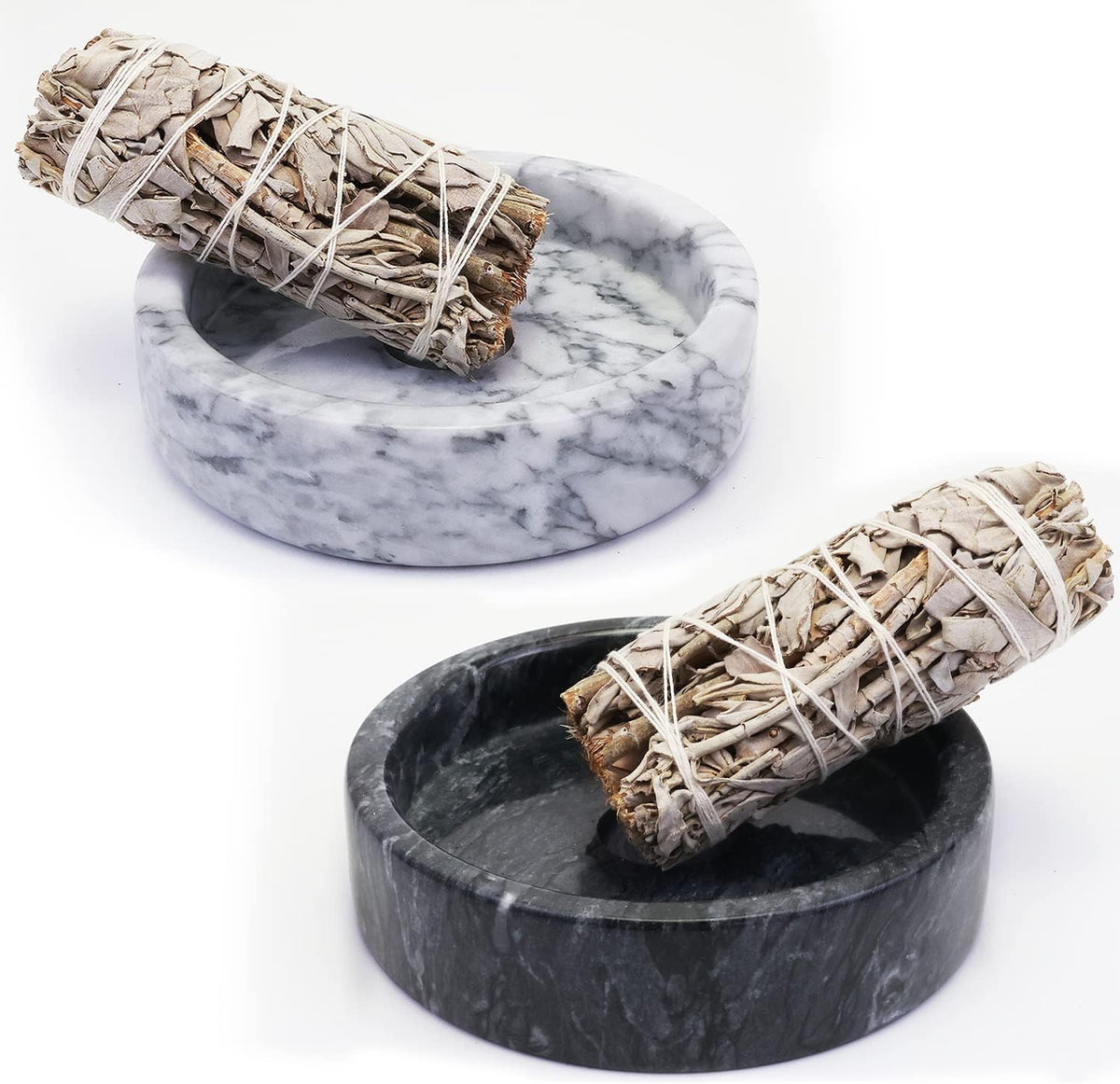 Handmade Natural Marble Incense Holder for Sticks and Cones (Gray / Small)