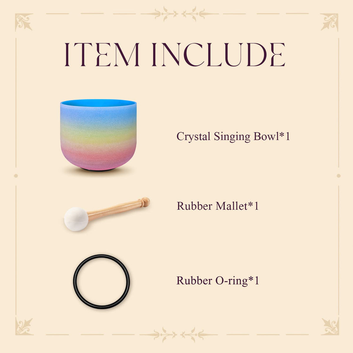 8 Inch Rainbow Color Frosted Quartz Crystal Singing Bowl 440HZ G Note (8 Inch / G Note)
