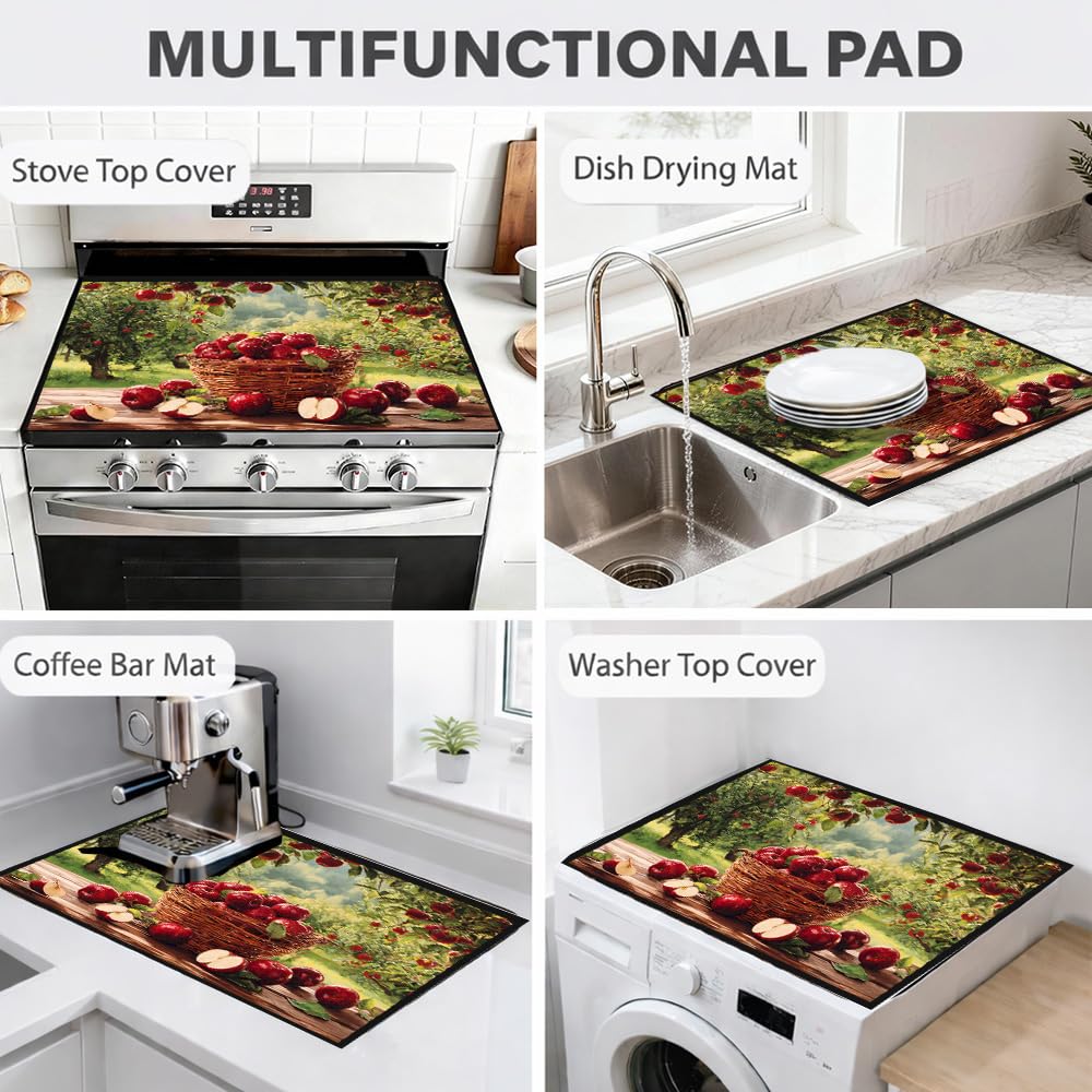 Farmhouse Apple Stove Top Cover 28x20 Inch Decorative Kitchen Cover (Colorful2098)