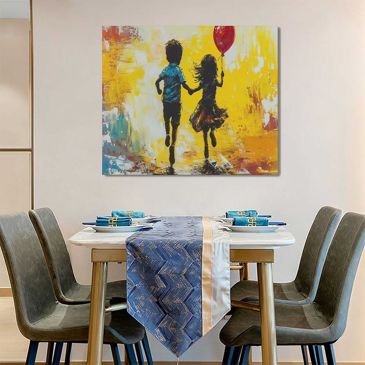 Large Framed Banksy Wall Art Colorful Graffiti Children Art 60"x30" (graffiti / 60"L x 30"W)