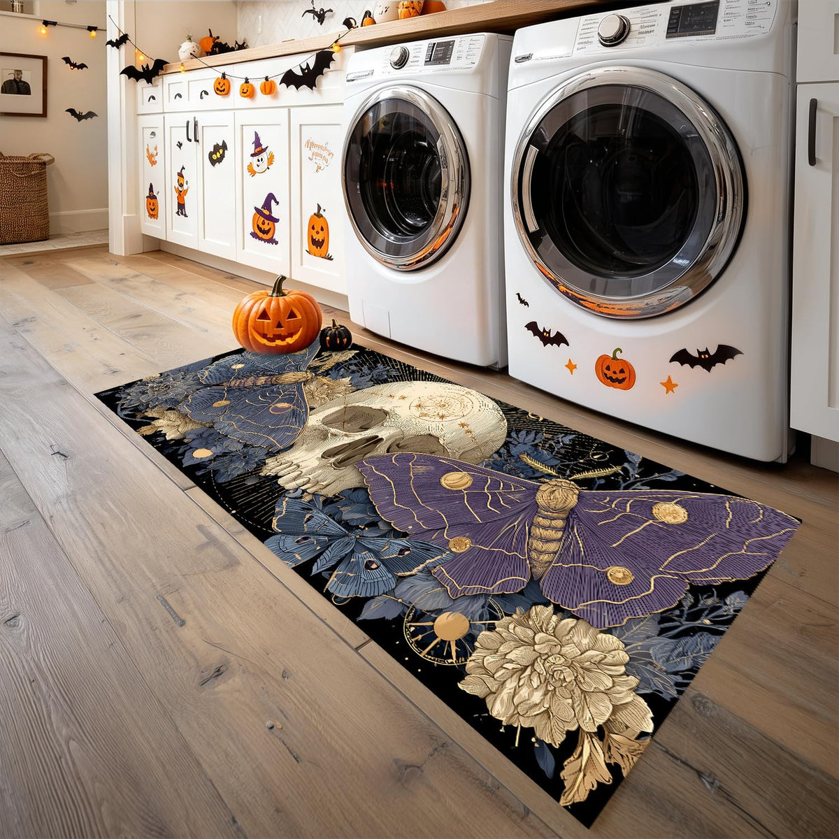 Skull Moth Laundry Room Rug 20x47 Inch (#91)