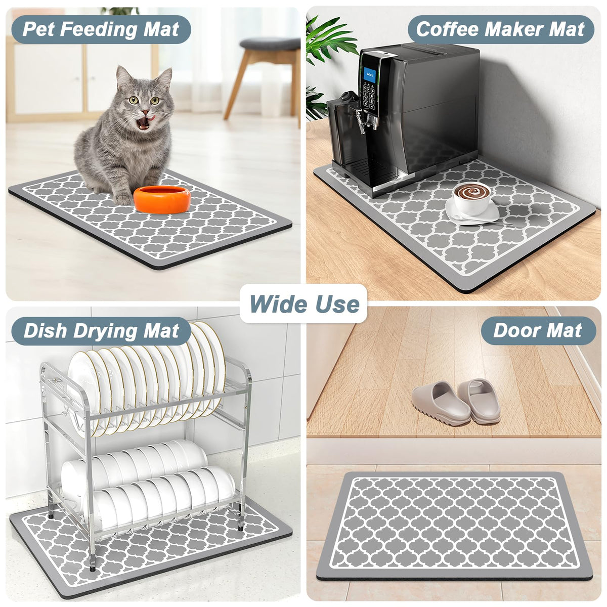 Coffee Mat 12" x 19" Cute Coffee Bar Mats for Espresso Machine Station Accessories and Organizer (Abstract Geometric / 12" x 19")