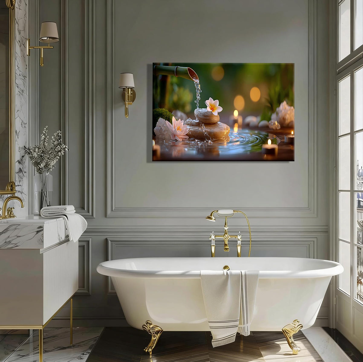 Framed Spa Canvas Wall Art for Bathroom Decor (Pictures14 / 36"L x 24"W)