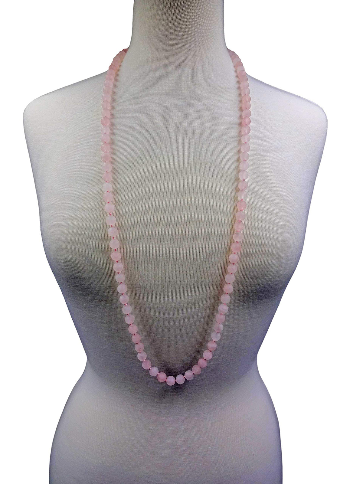 7 8MM 36 Inch Long Matte (Pink Rose Quartz)