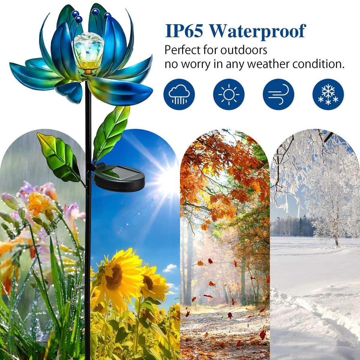 Solar Garden Lights Metal Flower Decor (Multicolor)